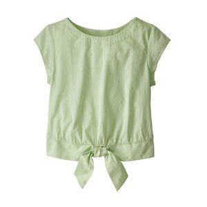 Patagonia New Women's Organic Cotton Green Seersucker Top Crop Size S Shirt